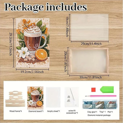 SHLUHA Diamond Art Kits for Adults Wooden Serving Trays with Handle Food Tray for Breakfast Home Decor Gift