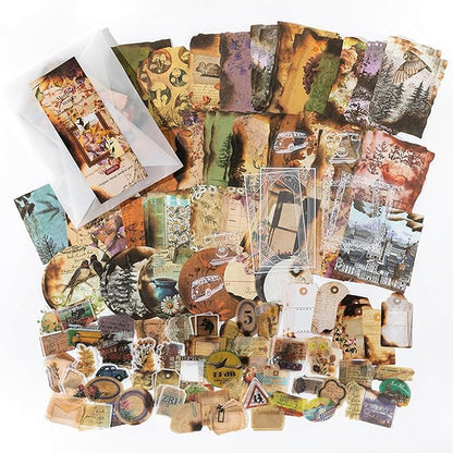 200PCS Vintage Scrapbooking Supplies Pack for Junk Journal Planners Decoupage Paper Scrapbook Stickers Aesthetic Cottagecore Collage Craft Album (Dappled Marks)