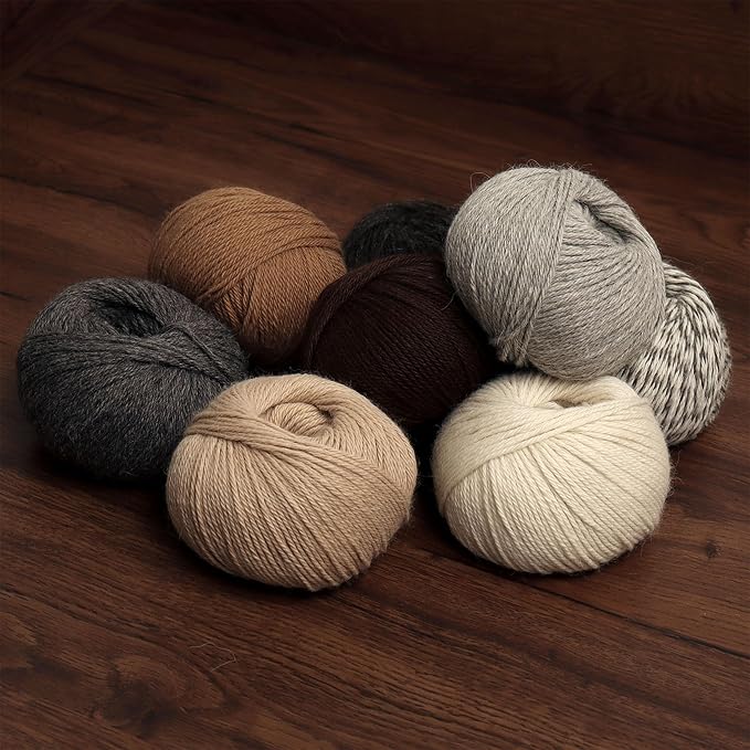 Origins - 100% Baby Alpaca Yarn Wool Set of 6 Skeins (300 Grams) DK Weight Made in Peru Natural Colors (Undyed) Heavenly Soft Perfect for Knitting and Crocheting (Silver Mist, Origins 6 Skeins DK)