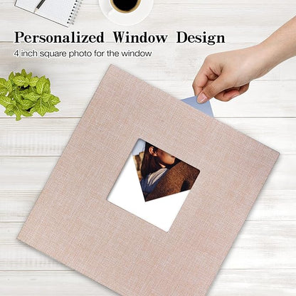 potricher Large Photo Album Self Adhesive 4x6 5x7 8x10 Pictures Linen Cover 80 Blank Pages Magnetic DIY Scrapbook Albums with A Metallic Pen (Beige)