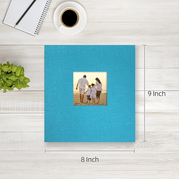 potricher Small Photo Album 4x6 200 Photos Linen Cover Picture Photo Book for Family Wedding Anniversary Baby Vacation (Blue,200 Pockets)