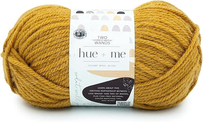 Lion Brand Yarn, Hue + Me Chunky Yarn for Crocheting, Knitting, and Crafts, Mustard, 3 Pack