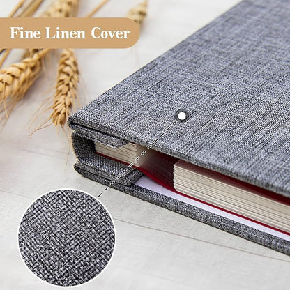 potricher Large Photo Album Self Adhesive 4x6 5x7 8x10 Pictures Linen Cover 40 Blank Pages Magnetic DIY Scrapbook Albums with A Metallic Pen (Gray)