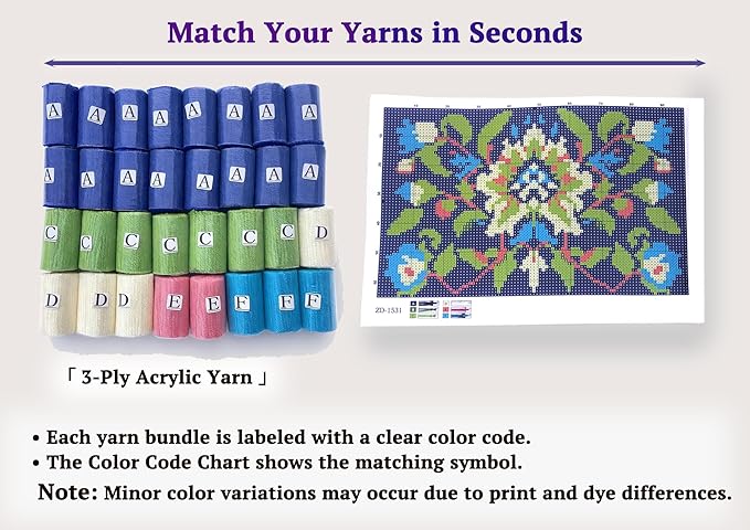 KitsMaster Latch Hook Kits for Beginner, Bright Floral Rug Making Craft Set, Perfect Craft Gift | Soothing Craft Kits for Seniors, Gifts & Relaxation, 23.6''x15.8' (Blue Blossom)