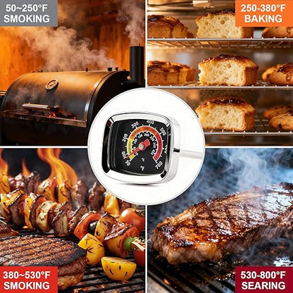CloudHand Mini Custom Grill Thermometer BBQ Thermometer for Grill Smoker Temperature Gauge for Meat Cooking Port Lamb Beef, Small Stainless Steel Temp Gauge, Black CloudHand