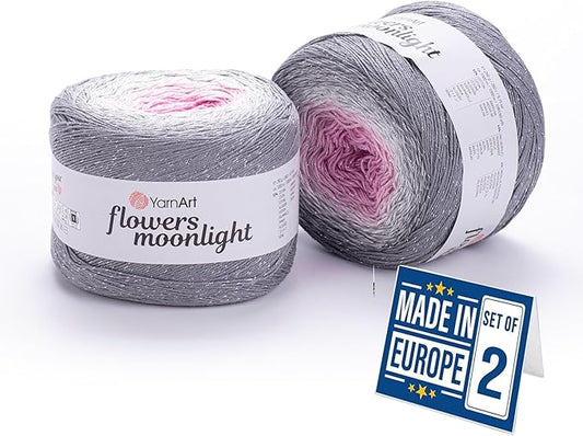 2 Skein Yarn Art Flowers Moonlight Yarn 53% Cotton 43% Acrylic 4% Metallic Polyester 260gr 1094yds Multicolor Cotton Yarn Rainbow Crochet Yarn Spring Summer Fine 1 Top 10 Most Used Colors (3293)