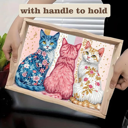 SHLUHA Diamond Art Kits for Adults Wooden Serving Trays with Handle Food Tray for Breakfast Home Decor Gift