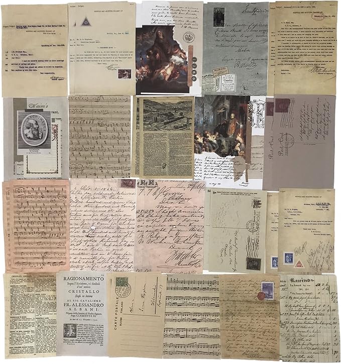 Esweny 200PCS Vintage Scrapbooking Supplies Kit for Journaling, Junk Journal Planners Aesthetic Cottagecore Room Decor Wall Art Collage Album(Artistic)