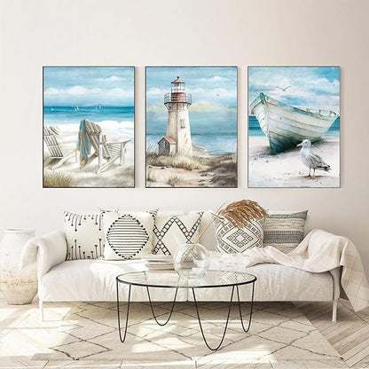 cupmod 6 Packs Beach Paint by Numbers Kit for Adults,Sea Side DIY Acrylic Oil Painting Numbers Kits on Canvas,Watercolor Adults Paint by Numbers Kits for Home Decor 9.8x13.8inch
