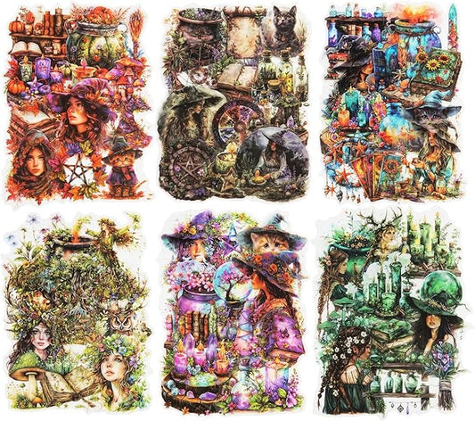MiyouLuna 180Pcs Forest Witch PET Stickers, Magic Scrapbook Ephemera for Journaling Craft Supplies and Junk Journal