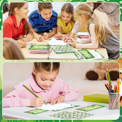 TaoBary 160 Packs Stationery Paper Set (50 Double Sided Stationery Writing Papers 50 Matching Envelopes) 60 Round Dot Sticker, 10 Design(Safari Animal,8.5 x 11 Inch)