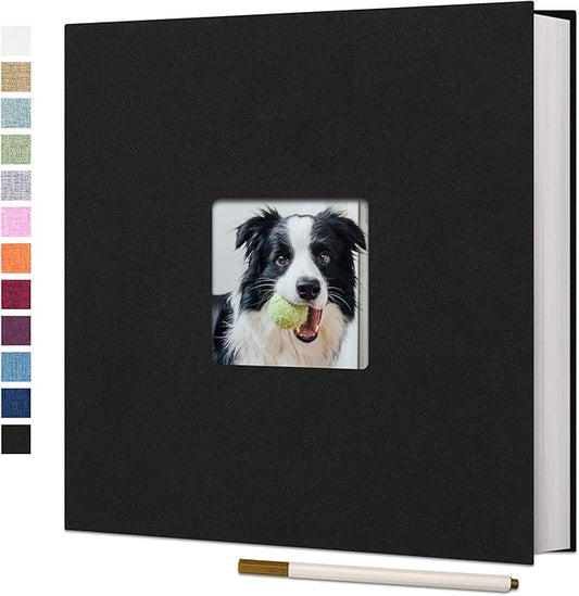 Vienrose Large Photo Album Self Adhesive for 4x6 8x10 Pictures Linen Scrapbook Album DIY 40 Blank Pages with A Metallic Pen