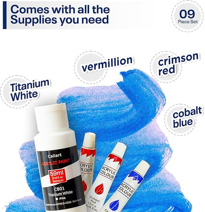 Painting4Real DIY Art Painting Kit for Adults – Learn to Paint Calm Reflection with Video Tutorials – 9 Pieces Acrylic Paint Set for Adults –Perfect Christmas Crafts & Holiday Gifts for Art Lovers