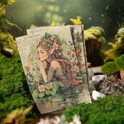 Vintage Fairy Tale Decoupage Scrapbook Paper Set – 180 Sheets Fantasy Cryptid Witch, Mermaid, Princess Journal Craft Paper Ephemera Pack for Collage, Junk Journal, Art Projects