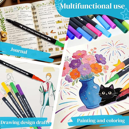 SZTCECDM 120Colors Art Markers for Adults, Fine Tip & Brush Pen Set for Coloring Books, Drawing, Watercolour Markers Pens, Artist Markers