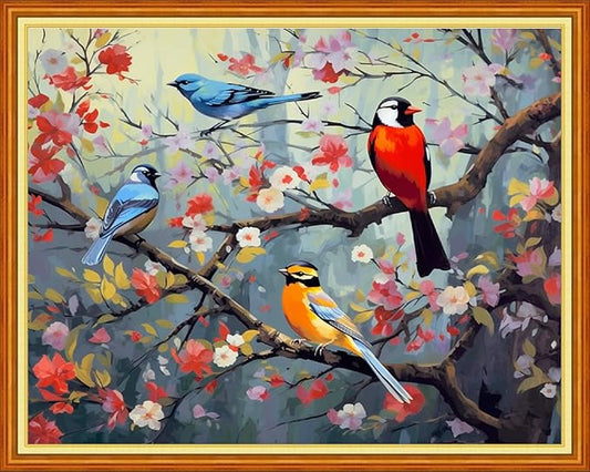 Dimxvean Stamped Cross Stitch Kits,Cross Stitch Kits for Adults Beginners,Embroidery Kits Full Range of Cross Stitch Stamped Kits Needlepoint Kits Cross Stitch Patterns-Birds on Trees 16x20 inch