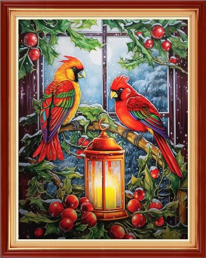 Dooxvey Cross Stitch Kits for Adults Stamped Full Range of Embroidery Starter Kits for Beginners 11CT Printed Cross Stitch Patterns Needlepoint Kits Stamped Crossstitching-Bird Night Light 16x20 inch