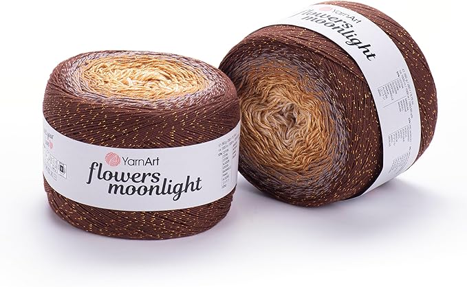 2 Skein/Pack YarnArt Flowers Moonlight Gradient Glitter Yarn, Each Ball 9.17 oz (260 gr) / 1094 Yards (1000m), 53% Cotton 43% Acrylic 4% Metallic Polyester, Yarn for Knitting and Crochet (3284)