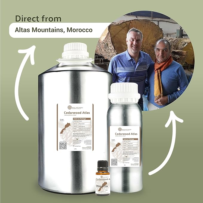 Nature Packaged Pure Cedarwood (Atlas) Essential Oil (2lbs) - Direct from Malagassi Essential Oils Farm in Morocco - Essential Oils for Diffusers and Aromatherapy | Pure Therapeutic Grade