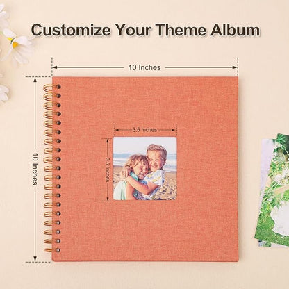 Scrapbook Photo Album 10x10 Inches 40 Pages Hardcover Kraft Paper Linen Cover Scrap Book Memory Book DIY Scrapbook Albums for Wedding Baby Boyfriend Travel Anniversary Family, Orange
