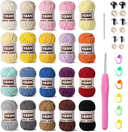 20 Pack 70.5oz/2624yds Bulky Multicolor Yarn Set, Plush Chenille Blanket Yarn for Crocheting, Fluffy Velvet Yarns for Crochet, Fuzzy Baby Yarns for Crocheting Soft, Crochet Amigurumi B