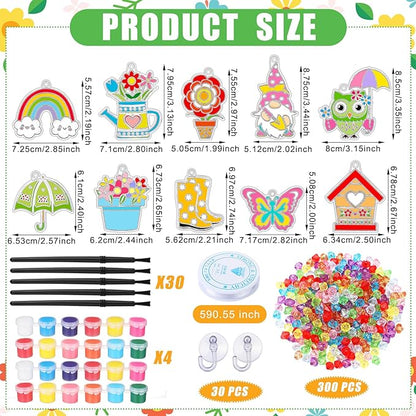 WinnerWhy 30 Sets Spring Suncatchers Window Art Kits, DIY Sun Catchers Bulk Crafts Paint Your Own Window Ornaments for Adult Home Birthday Activity Party Decor