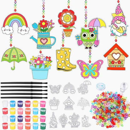WinnerWhy 30 Sets Spring Suncatchers Window Art Kits, DIY Sun Catchers Bulk Crafts Paint Your Own Window Ornaments for Adult Home Birthday Activity Party Decor