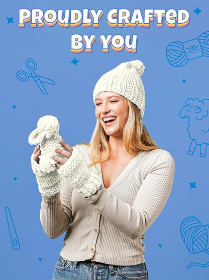 Complete Knitting Kit for Beginners - Learn to Knit Kit with Knitting Accessories Like Thick Beginner Ivory Yarn, Bamboo Needles for Beginners & More - Includes Video Tutorials & Written Guide