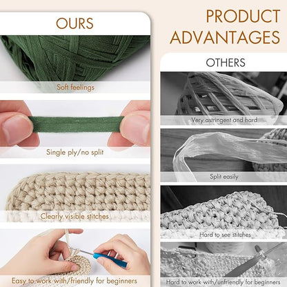 NICEEC 6 Skeins Soft Tape Yarn, Easy Crohcet Raffia, Crochet & Knitting, Paper Ribbon Yarn for DIY Craft Gift Wrapping Total Length 1.76oz×6/109yds×6 - Green