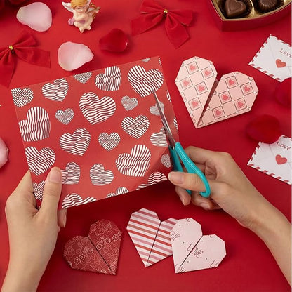 Fainne 40 Sheet 12 x 12 Inch Valentine‘S Day Scrapbook Paper Double Sided Scrapbook Specialty Paper Pink Red Heart Love Printed for DIY Handmade Crafting Home Party Decor Card Making