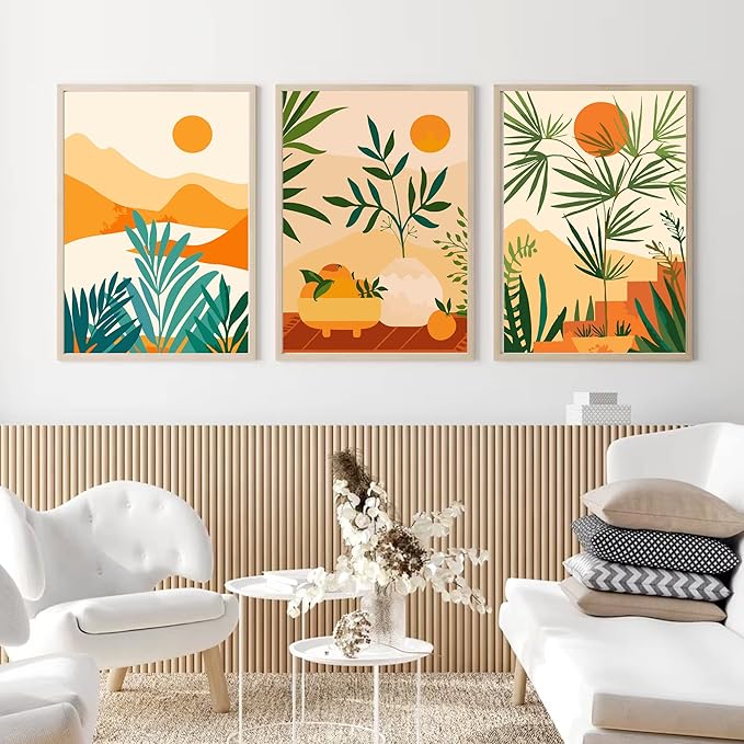 cupmod 6 Packs Paint by Number Kits for Adults Beginners,Easy Acrylic Boho Number,DIY Watercolor Numbers on Canvas Without Frame Home Wall Decor 7.8x11.8inch (MT11183-MT11188)