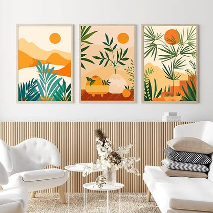 cupmod 6 Packs Paint by Number Kits for Adults Beginners,Easy Acrylic Boho Number,DIY Watercolor Numbers on Canvas Without Frame Home Wall Decor 7.8x11.8inch (MT11183-MT11188)