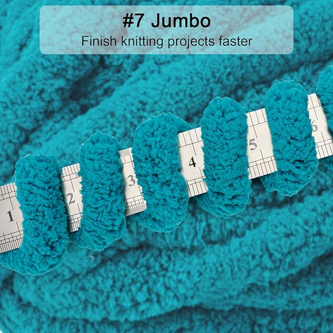 ERLYEEN Chenille Chunky Yarn Super Bulky Soft Thick Fluffy Jumbo Giant Washable Polyester Big Yarn DIY for Arm Knit Blanket Cushion Bed Sofa Home Decor,Indigo,0.55LB