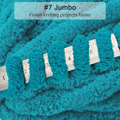 ERLYEEN Chenille Chunky Yarn Super Bulky Soft Thick Fluffy Jumbo Giant Washable Polyester Big Yarn DIY for Arm Knit Blanket Cushion Bed Sofa Home Decor,Indigo,0.55LB