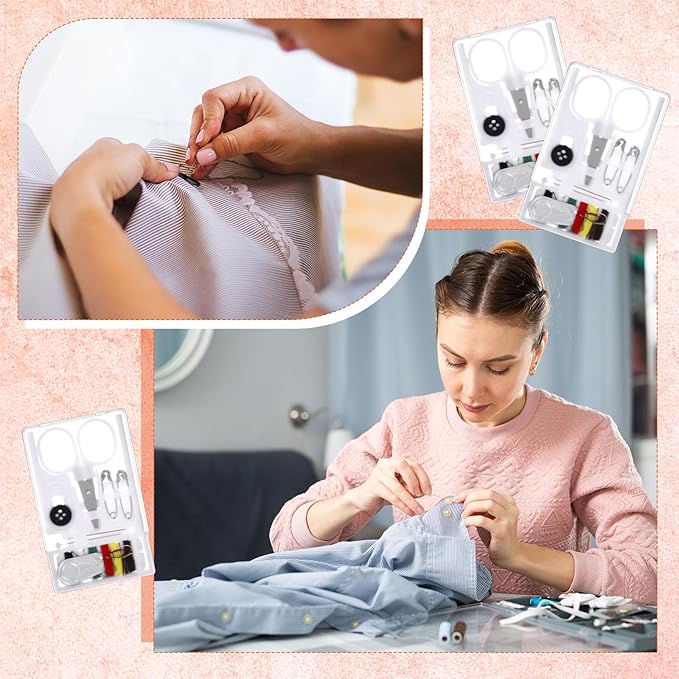 Knitgrip 50 Boxes Mini Travel Sewing Kit Quick Fix Sewing Kits Bulk Basic Portable Pre Threaded Needle Emergency Repair Tool for Christmas Gifts Beginner Traveler Home Hotel (White)
