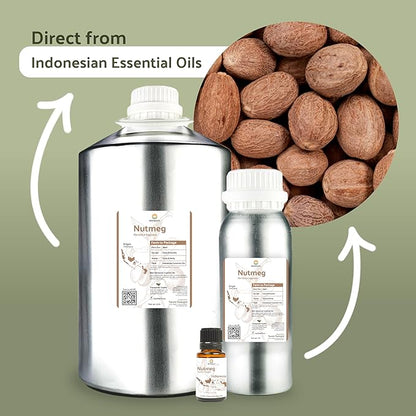 Nature Packaged Nutmeg Essential Oil - Direct from Central Java, Indonesia - Pure Essential Oils for Diffusers, Muscle Relief and Aromatherapy | Premium Therapeutic Grade (8oz)