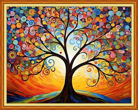 Dooxvey Cross Stitch Kits for Adults Stamped Full Range of Embroidery Starter Kits for Beginners 11CT Printed Cross Stitch Patterns Needlepoint Kits Stamped Crossstitch-Noctilucent Tree 16x20 inch