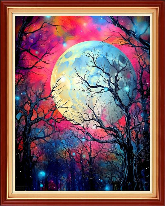 Dooxvey Cross Stitch Kits for Adults Stamped Full Range of Embroidery Starter Kits for Beginners 11CT Printed Cross Stitch Patterns Needlepoint Kits Stamped Crossstitch-Moonlight Tree 16x20 inch