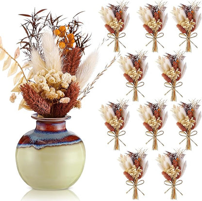 Nuanchu 12 Pcs Mini Dried Flower Bouquet 6" Natural Small Dried Flower with Stem for Birthday DIY Crafts Scrapbook Vase Boho Party Plates Cake Bridesmaid Gifts Card Envelope Decor(Fall)
