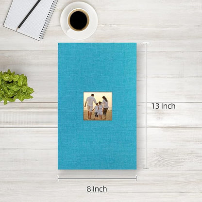 potricher Small Photo Album 4x6 300 Photos Linen Cover Picture Photo Book for Family Wedding Anniversary Baby Vacation (Blue,300 Pockets)