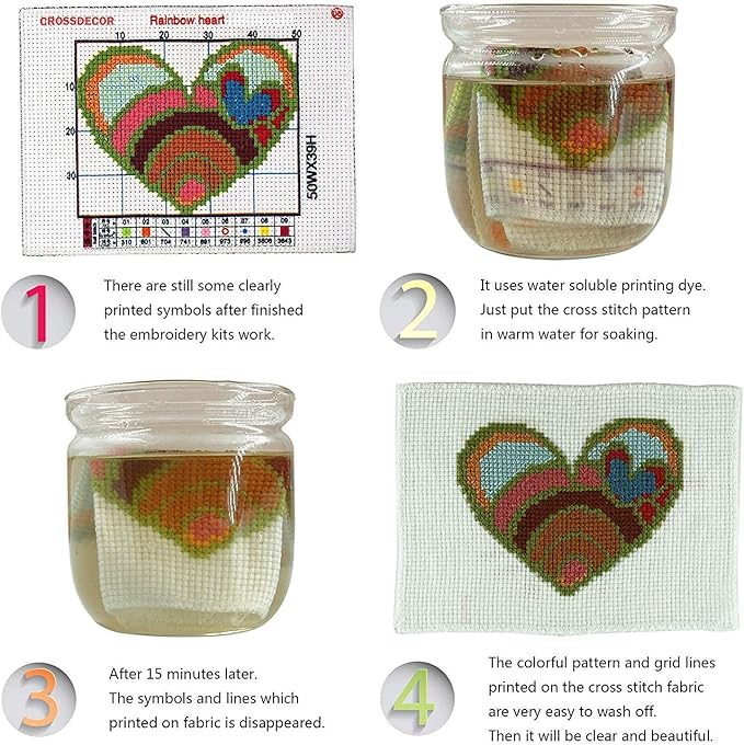 ITSTITCH Stamped Cross Stitch Kits for Adults,Full Range of Easy Embroidery 11CT 3 Strands Crossstitching Kits Preprinted Pattern Design,for Home Wall Decor-The Flower of Happiness, 8.3x8.3 inch