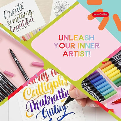 Incraftables 36 Color Dual Tip Calligraphy Pen Set – Artist Brush Pens & Fine Tip Markers for Writing, Journaling, Coloring, and Calligraphy