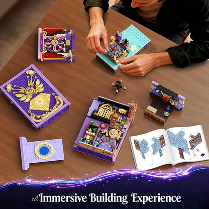INSOON Upgraded Mystic Divination Book Nook Building Set with Rechargeable Lights, 1447 PCS DIY Magic Booknook Building Block Kit Home Decor, Miniature Book House Model Gift for Adults Boys Girls 12+