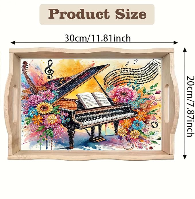 SHLUHA Diamond Art Kits for Adults Diamond Painting Wooden Serving Trays with Handle Food Tray for Party Breakfast Home Decor Gift
