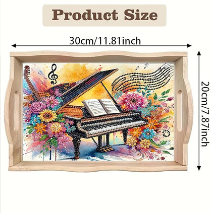 SHLUHA Diamond Art Kits for Adults Diamond Painting Wooden Serving Trays with Handle Food Tray for Party Breakfast Home Decor Gift