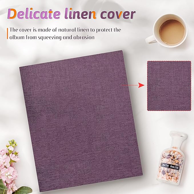 Popotop Photo Album 4x6 200 Pockets for Wedding Gifts,Linen Hardcover Picture Albums for Family Anniversary Baby Vacation Pictures