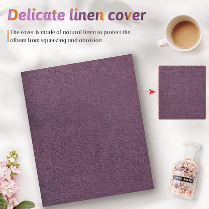 Popotop Photo Album 4x6 100 Pockets for Wedding Gifts,Linen Hardcover Picture Albums for Family Anniversary Baby Vacation Pictures