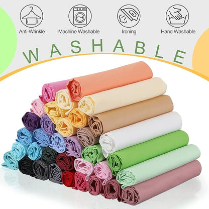 Buryeah 35 Pcs Solid Color Cotton Fabric 20 x 20 Inch (50cm x 50cm) Squares Quilting Patchwork Precut Fabric Bundles Multicolor Sewing Supplies for Beginners DIY Craft, Patchwork, Scrapbooking Cloth