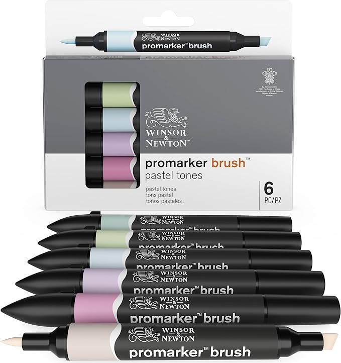 Winsor & Newton ProMarker Brush Set, 6 Count, Pastel Tones