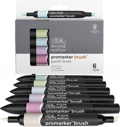 Winsor & Newton ProMarker Brush Set, 6 Count, Pastel Tones